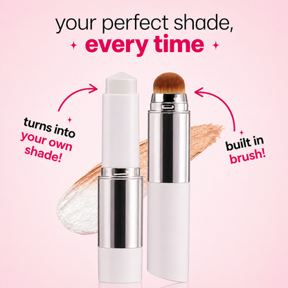 Korean 2‑in‑1 Color‑Changing Foundation Stick with Travel Brush