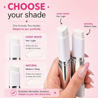 Korean 2‑in‑1 Color‑Changing Foundation Stick with Travel Brush