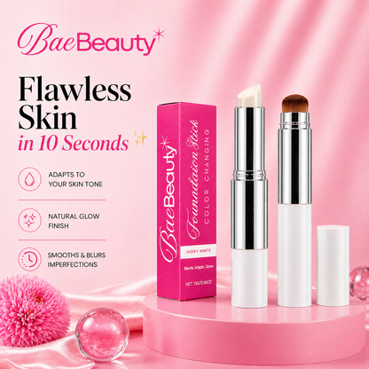 Korean 2‑in‑1 Color‑Changing Foundation Stick with Travel Brush