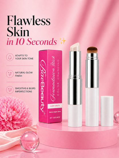 Korean 2‑in‑1 Color‑Changing Foundation Stick with Travel Brush